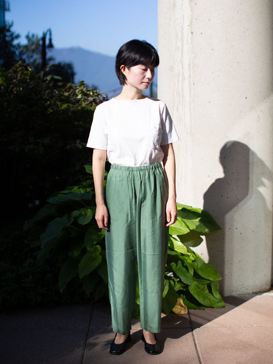 [30% off] Danton Woman's Cupro Twill Easy Pants - Light Green