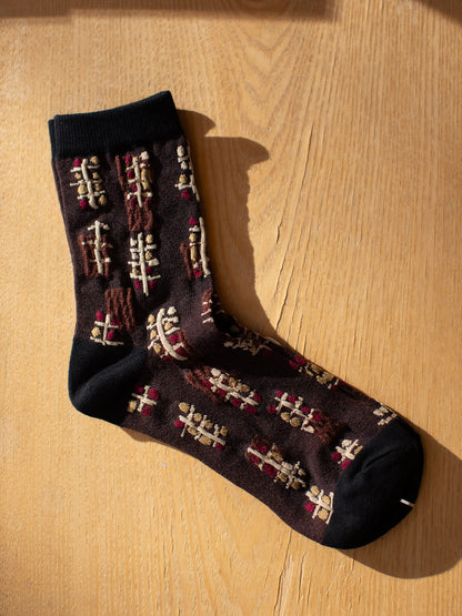 Fuga Fuga Wool Cotton Socks - Brown