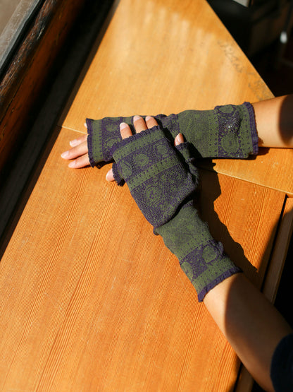 M. & Kyoko Woven Armwarmer - Khaki(1525)