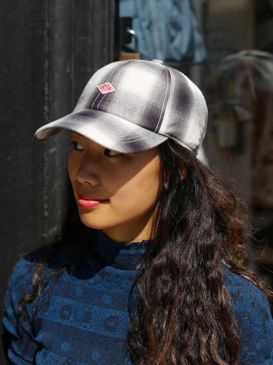 Danton 6 Panel Ombre Check Baseball Cap - Grey Ombre