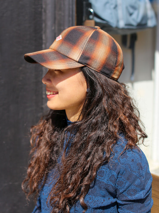 Danton 6 Panel Ombre Check Baseball Cap - Brown Ombre