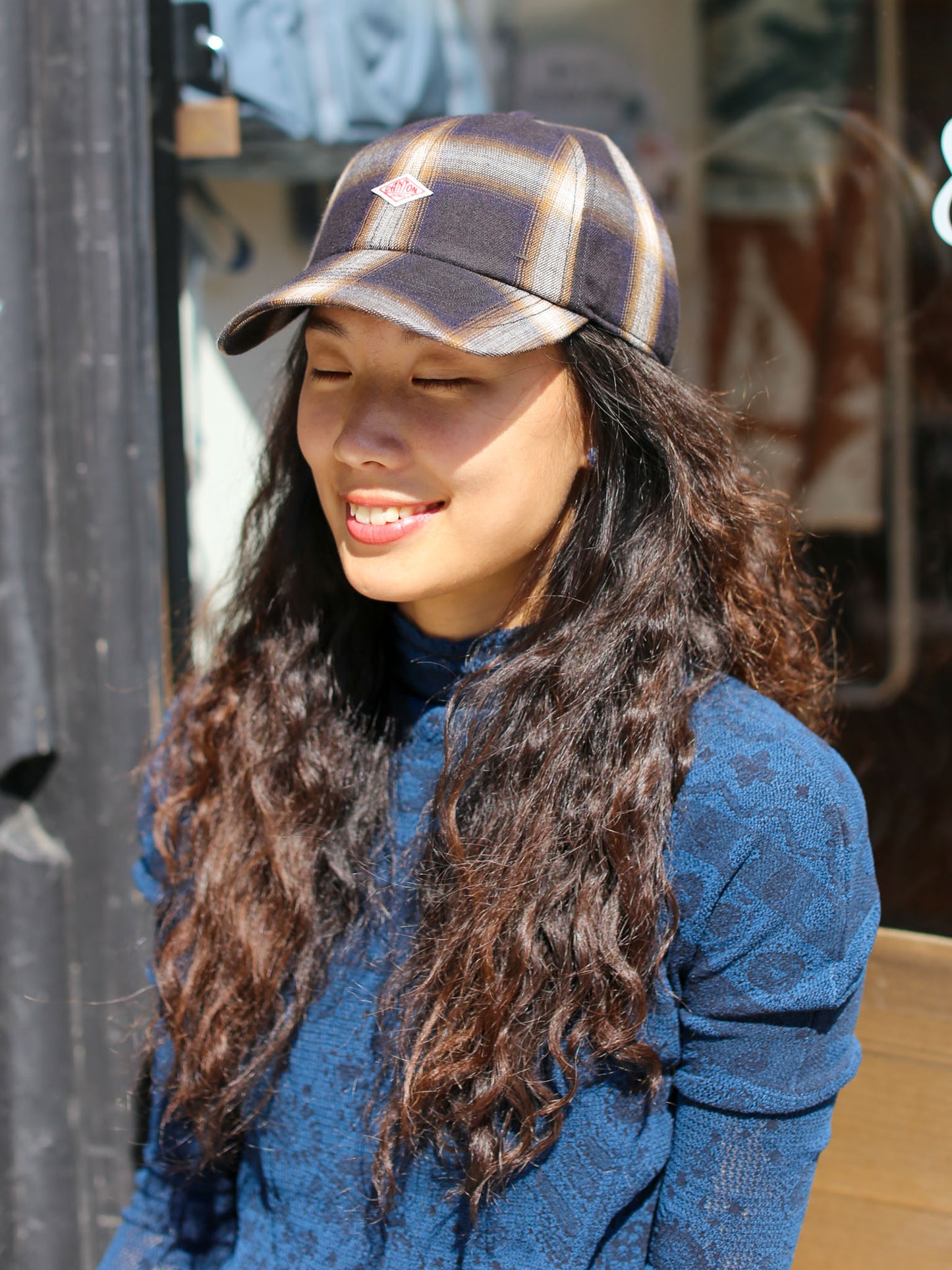 Danton 6 Panel Ombre Check Baseball Cap - Navy Ombre