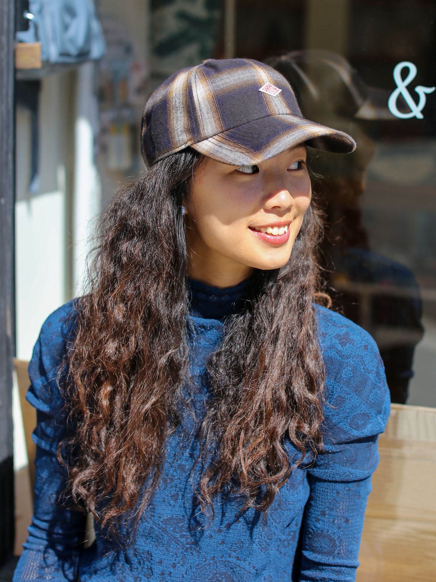Danton 6 Panel Ombre Check Baseball Cap - Navy Ombre