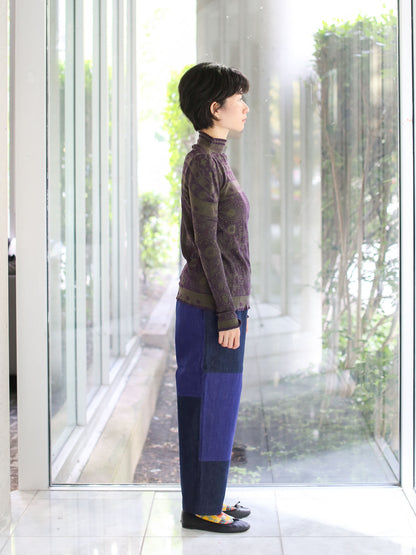 M. & Kyoko Reversible Woven Pullover - Khaki /Purple (1522)