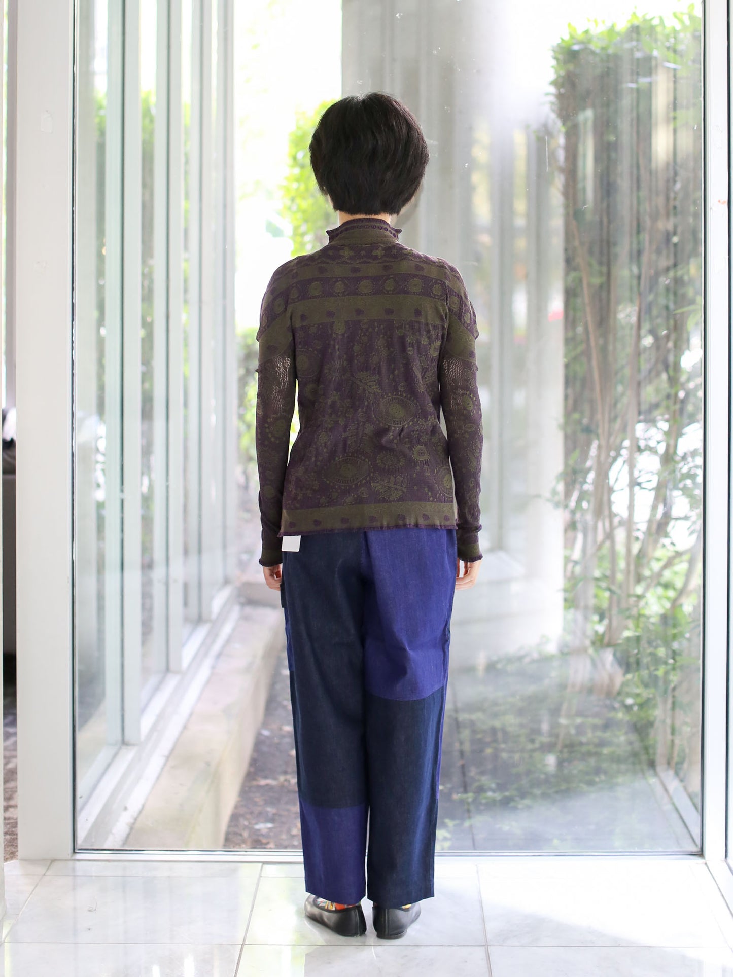M. & Kyoko Reversible Woven Pullover - Khaki /Purple (1522)