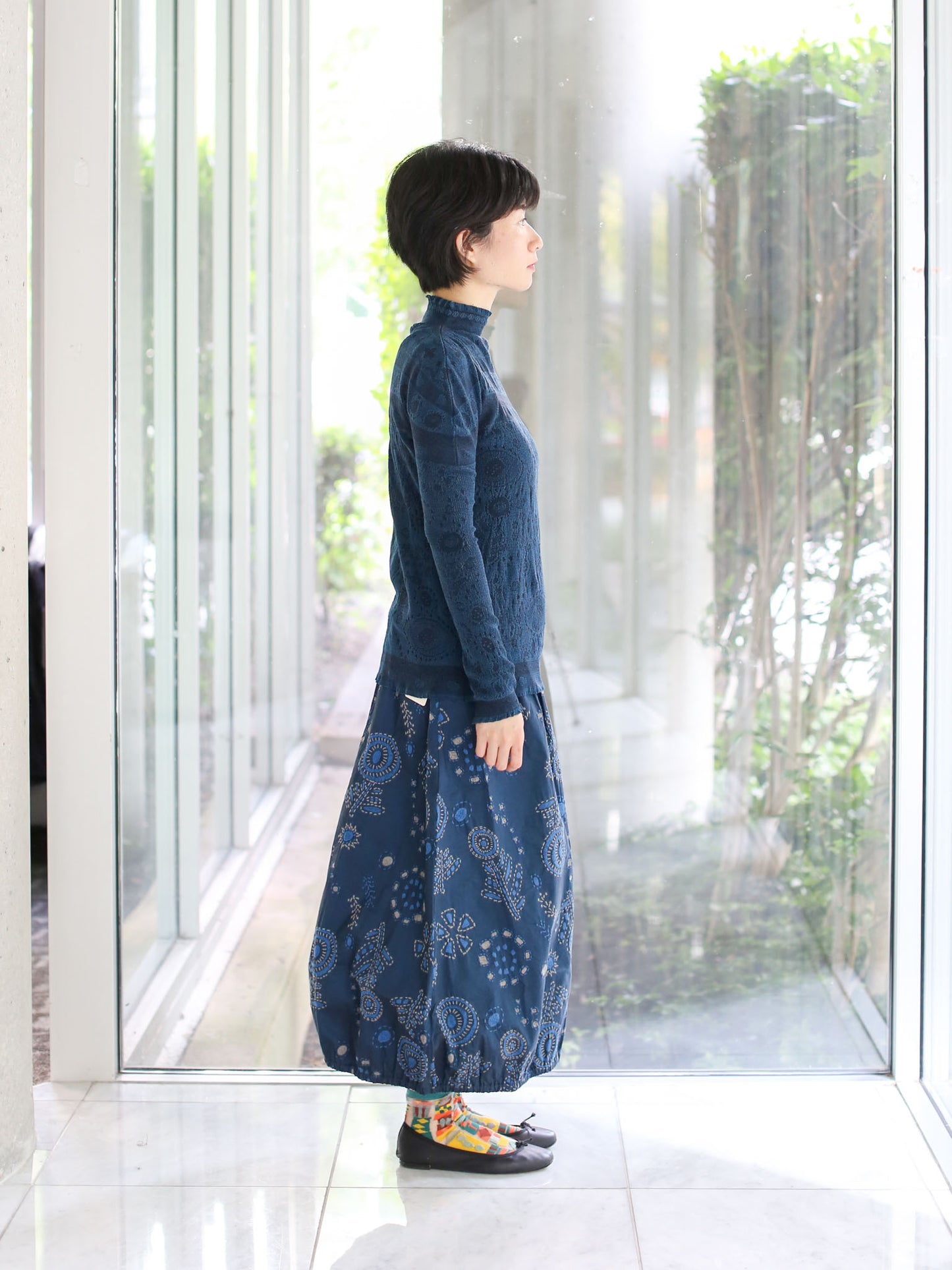 M. & Kyoko Reversible Woven Pullover - Dark Blue (1522)