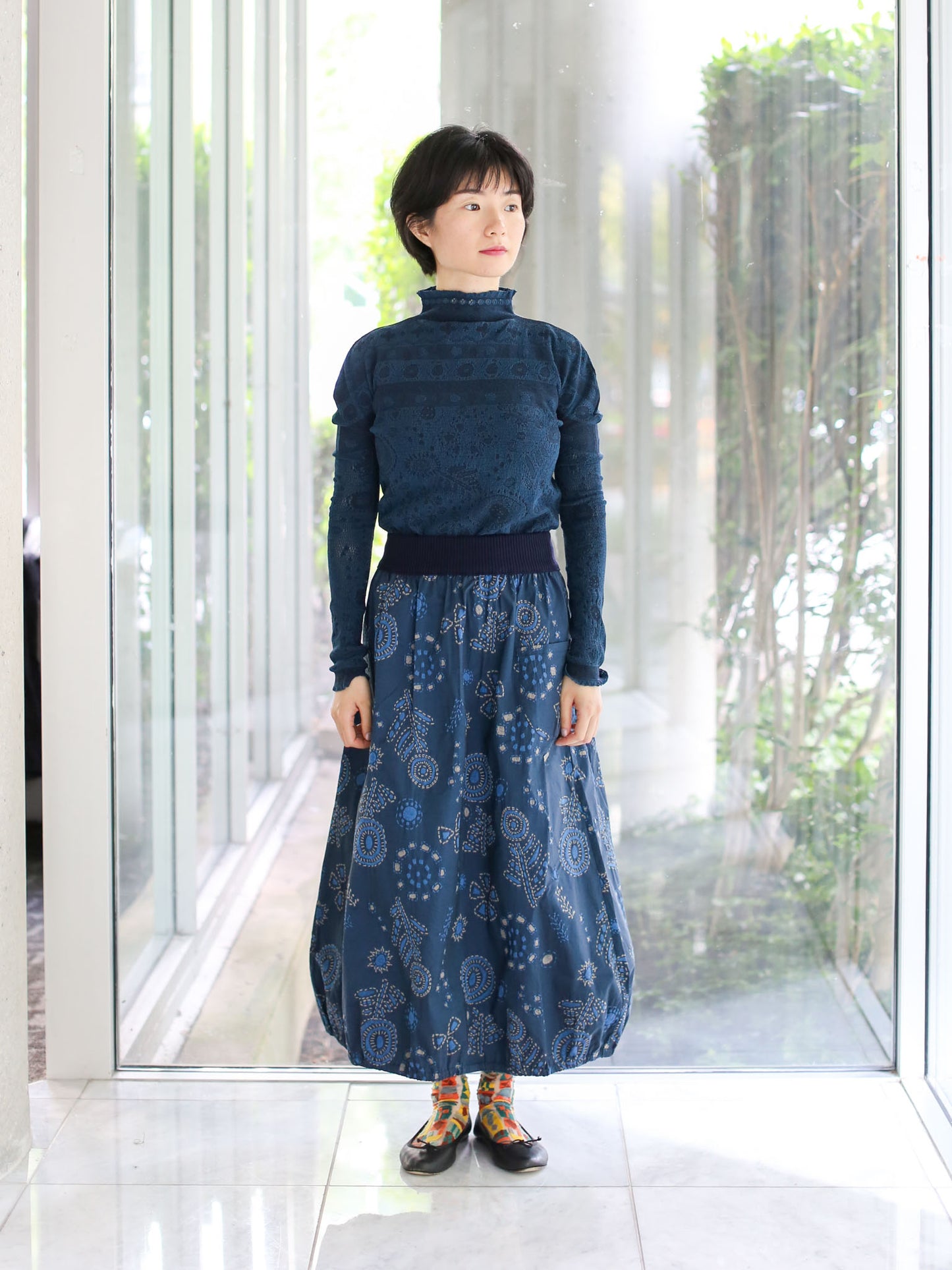 M. & Kyoko Woven Skirt- Dark Blue (1483)