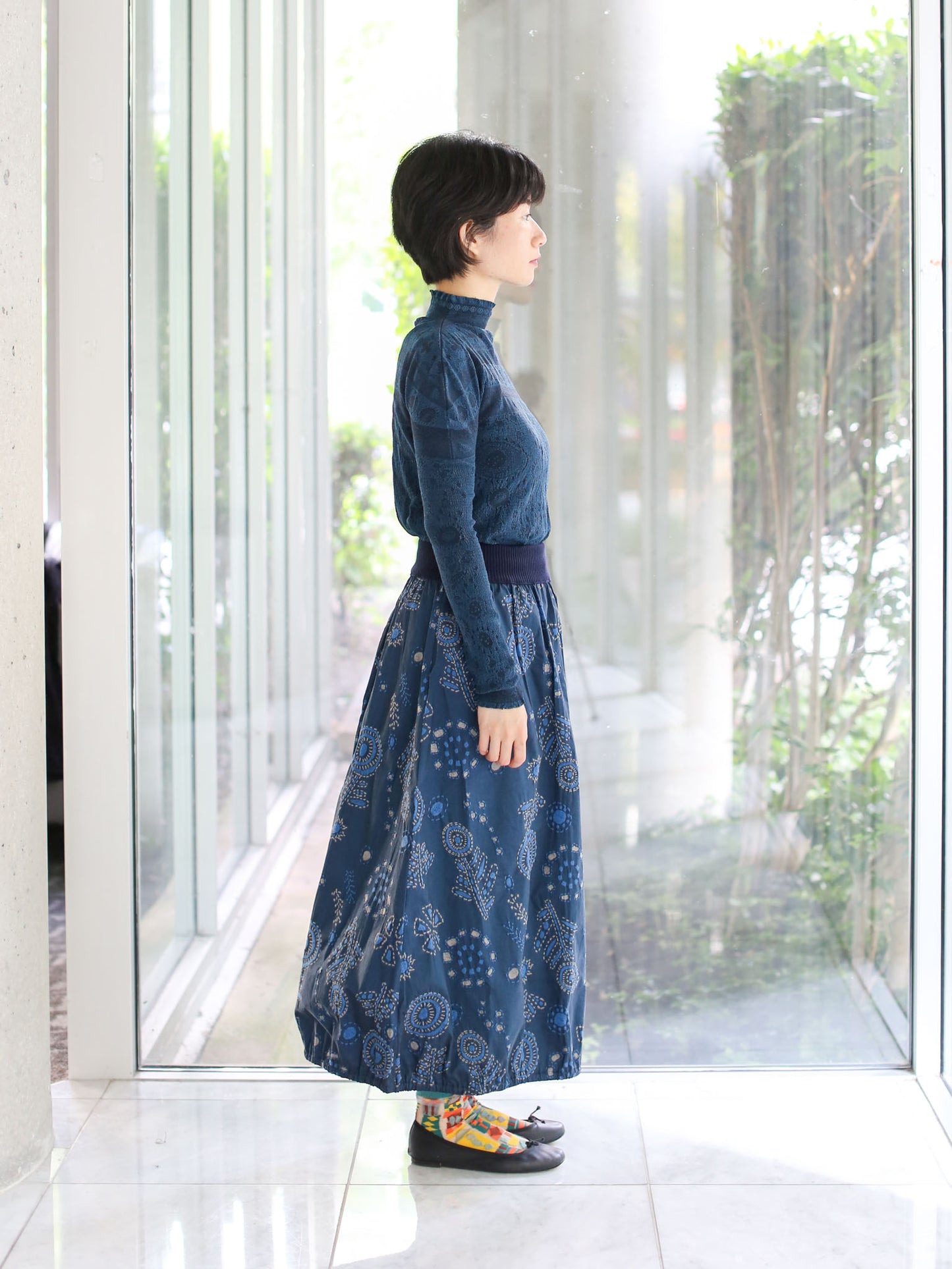 M. & Kyoko Woven Skirt- Dark Blue (1483)