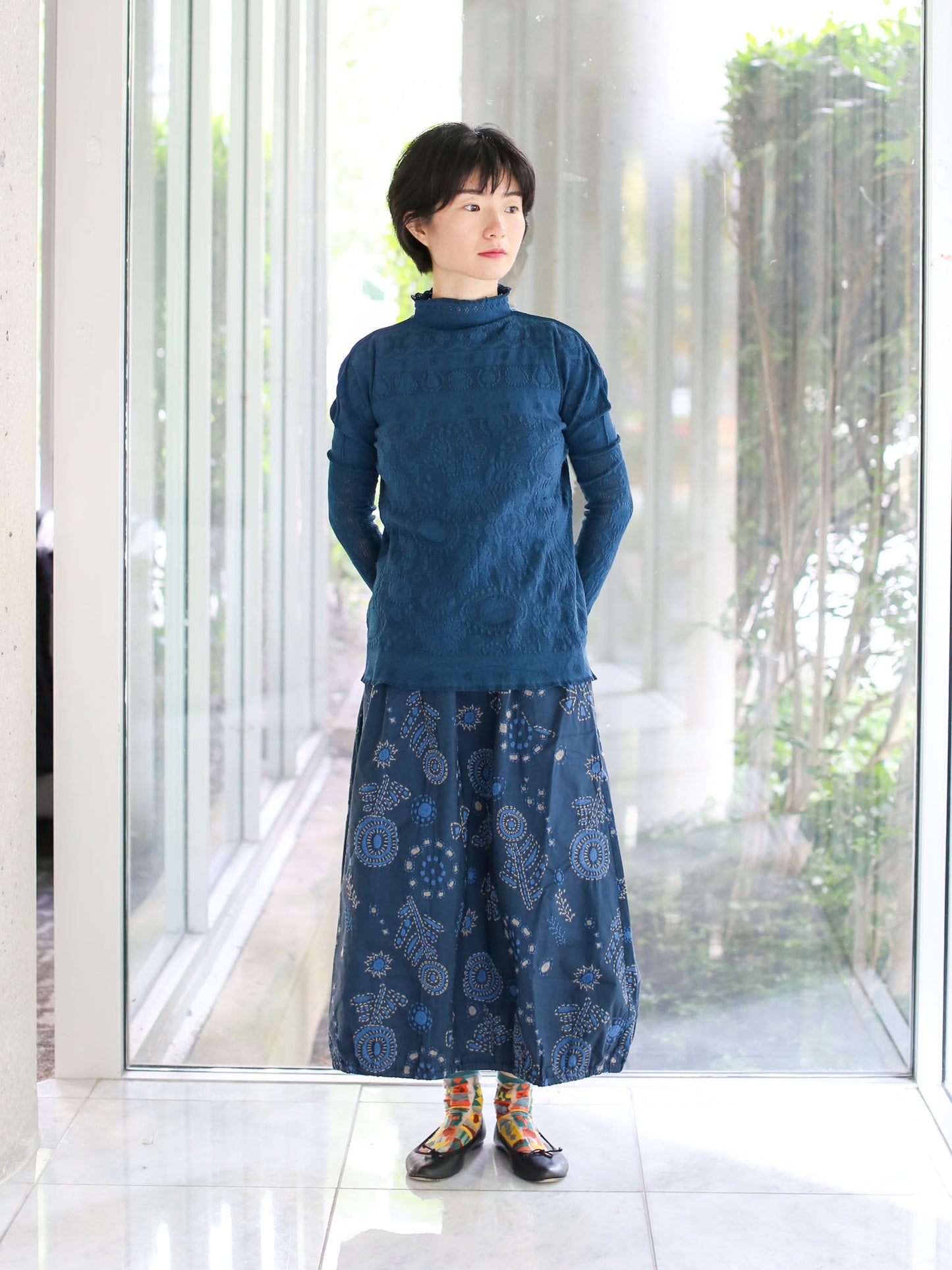 M. & Kyoko Reversible Woven Pullover - Dark Blue (1522)