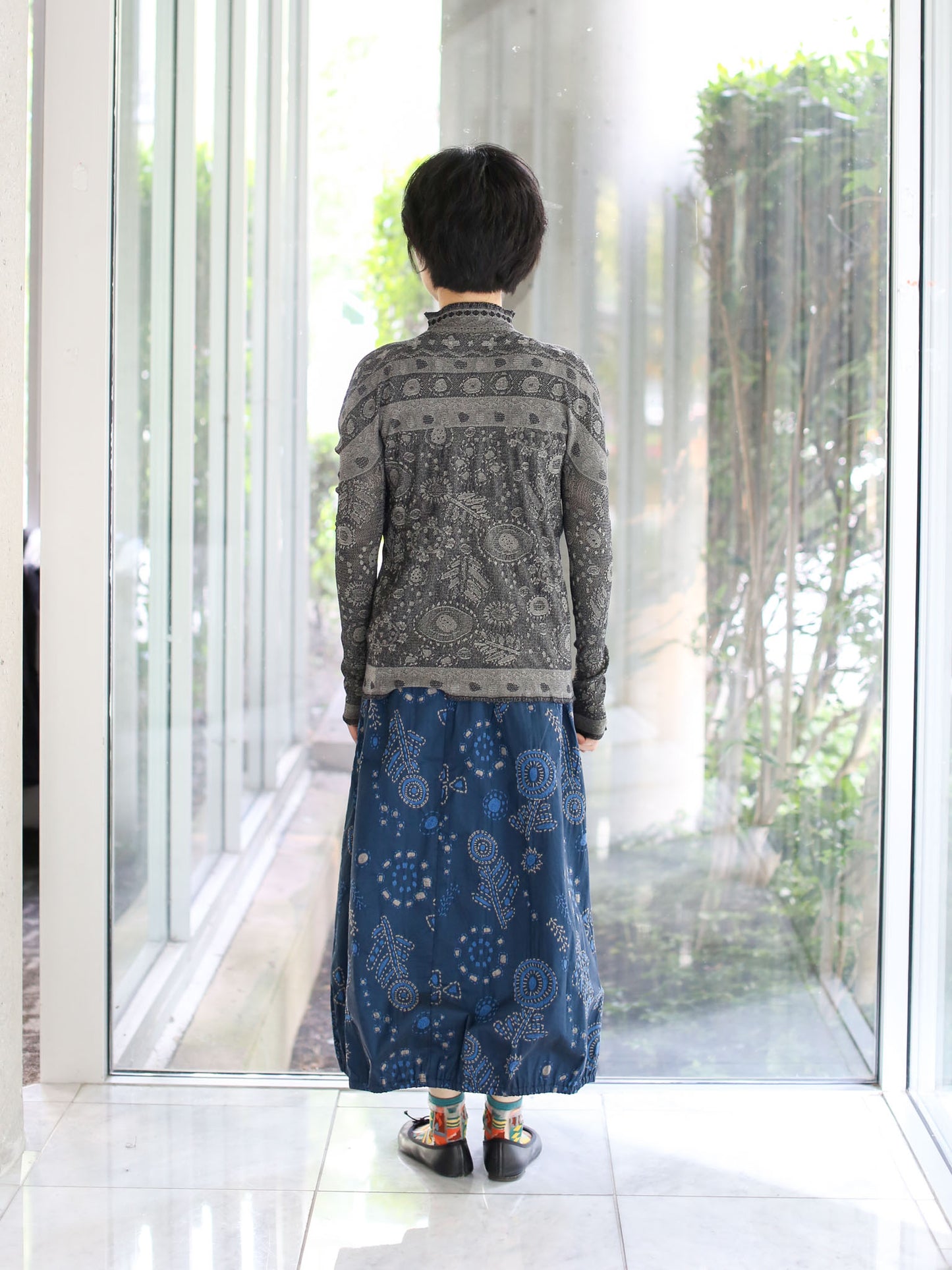 M. & Kyoko Reversible Woven Pullover - Light Grey (1522)