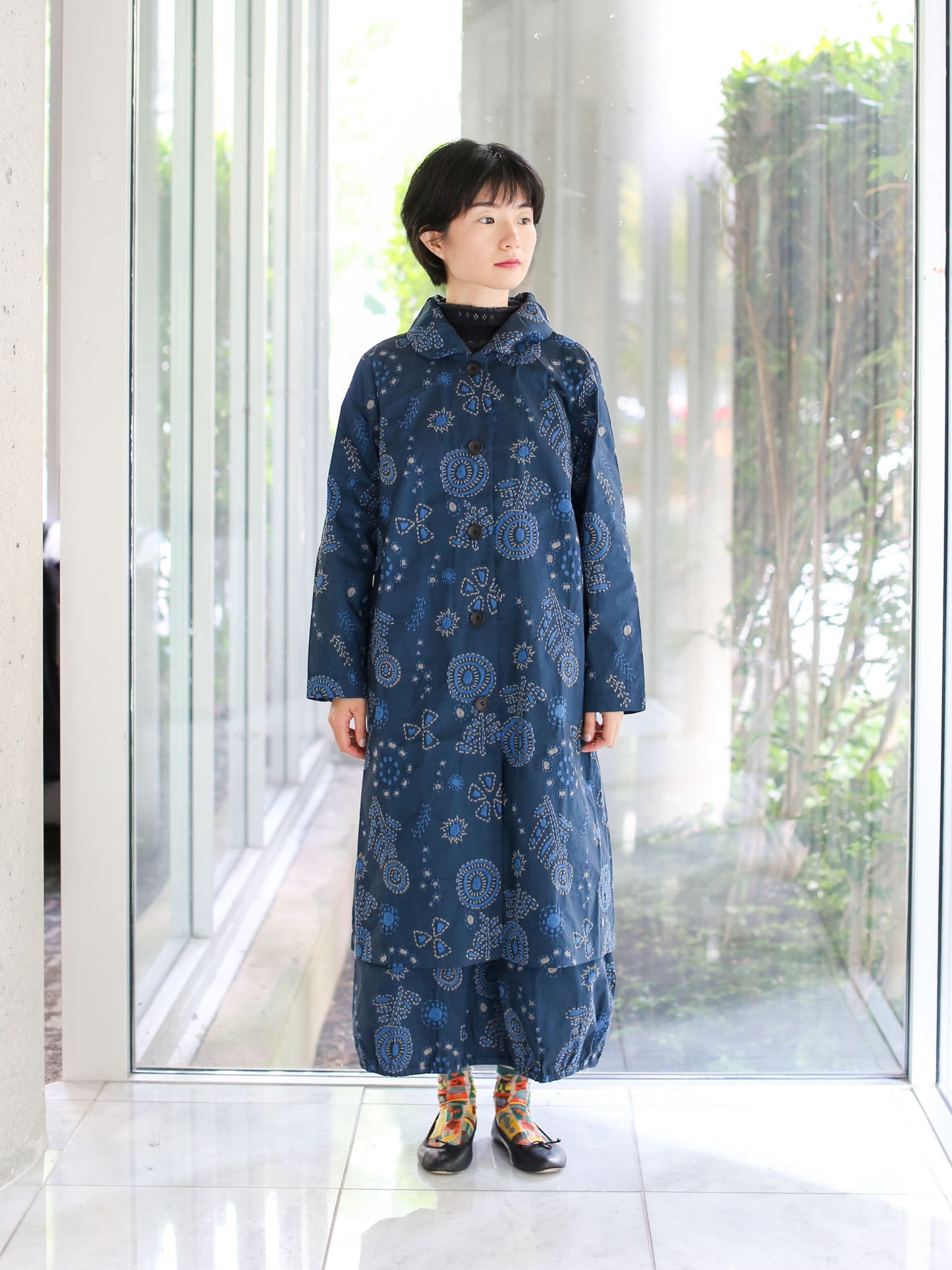 M. & Kyoko woven Coat - Dark Blue (1482)