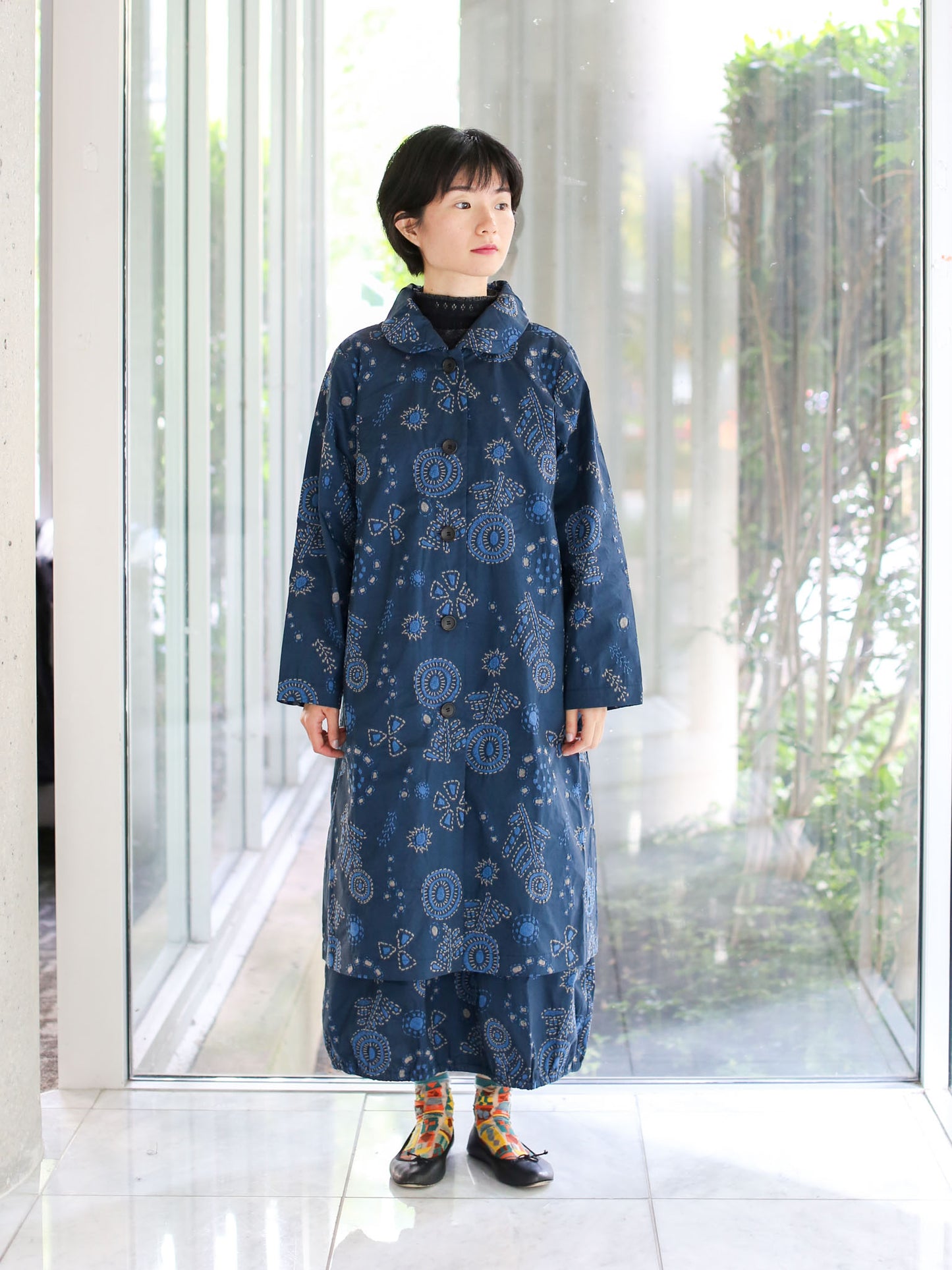 M. & Kyoko woven Coat - Dark Blue (1482)