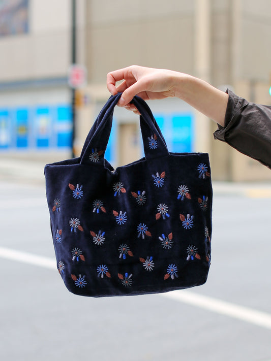 ÉPICE Paris Tote Bag Embroidery Flower - Indigo