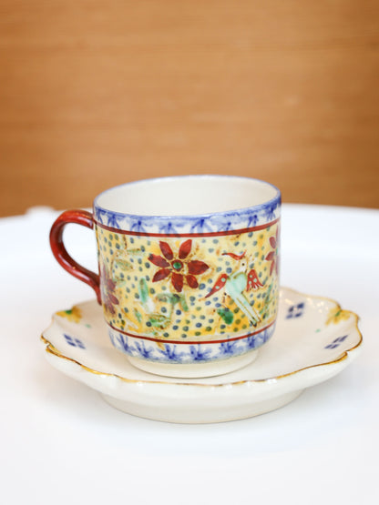 Kuroji Iroe Cup & Saucer by Misao Yajima - E