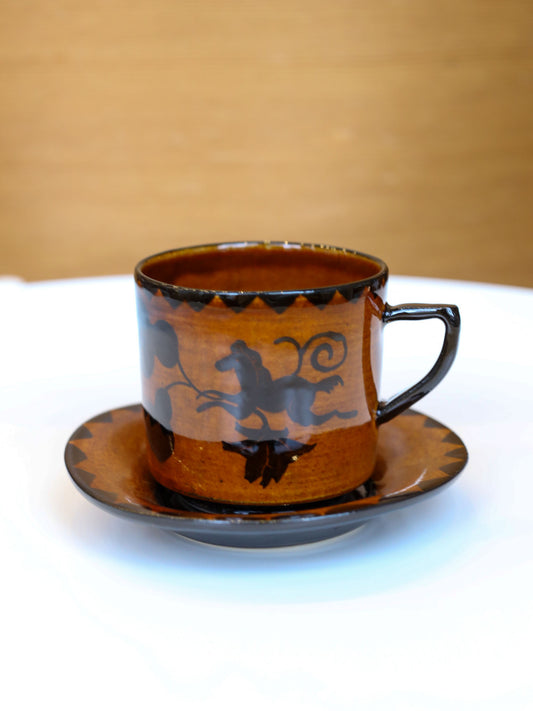 Misao Yajima Amber Coffee Cup & Saucer - No. 1 (矢島操)