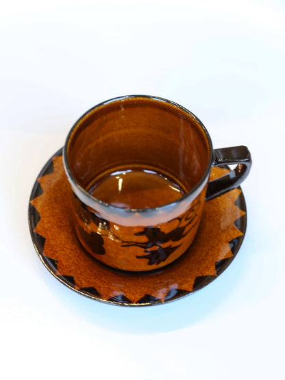 Misao Yajima Amber Coffee Cup & Saucer - No. 1 (矢島操)