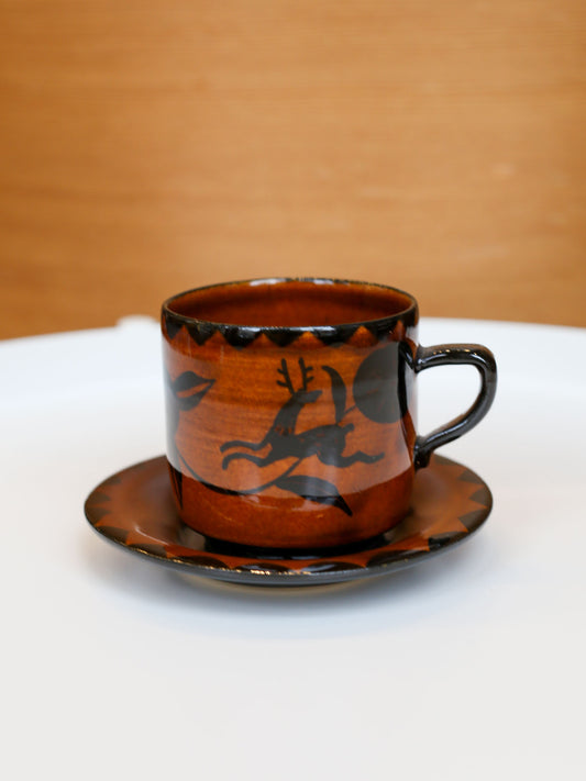 Misao Yajima Amber Coffee Cup & Saucer - No. 3 (矢島操)