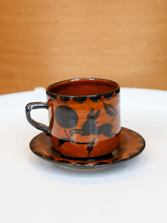 Misao Yajima Amber Coffee Cup & Saucer - No. 3 (矢島操)