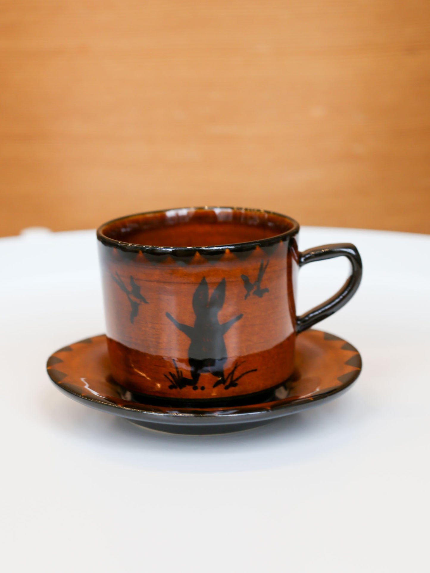 Misao Yajima Amber Coffee Cup & Saucer - No. 4 (矢島操)