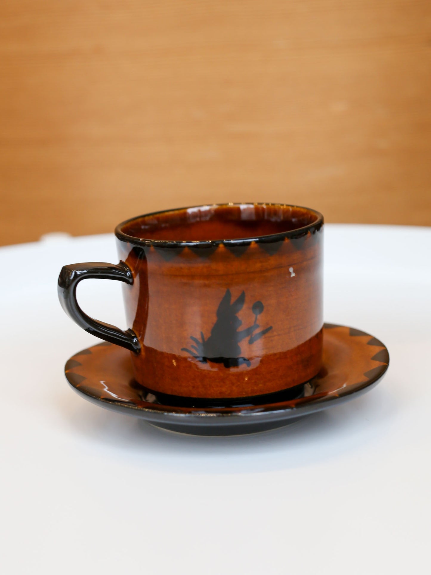 Misao Yajima Amber Coffee Cup & Saucer - No. 4 (矢島操)