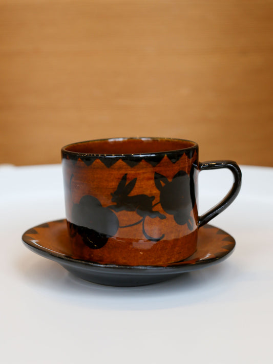 Misao Yajima Amber Coffee Cup & Saucer - No. 7 (矢島操)