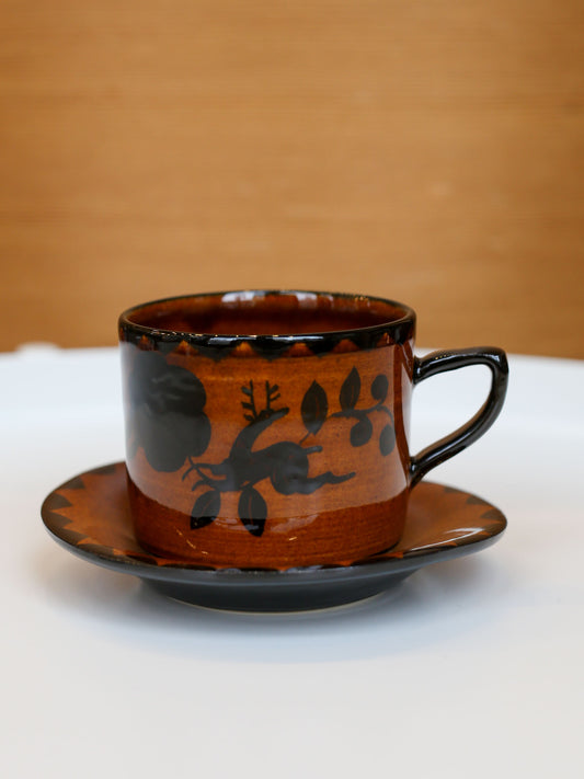 Misao Yajima Amber Coffee Cup & Saucer - No. 9 (矢島操)