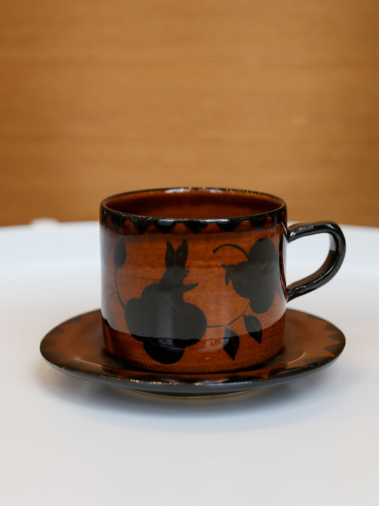 Misao Yajima Amber Coffee Cup & Saucer - No. 10 (矢島操)