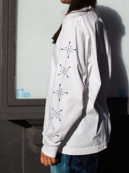 [40% off] Blue Blue Japan Unisex Knitted 'Koborebi' Sleeve Print Shirt (White)