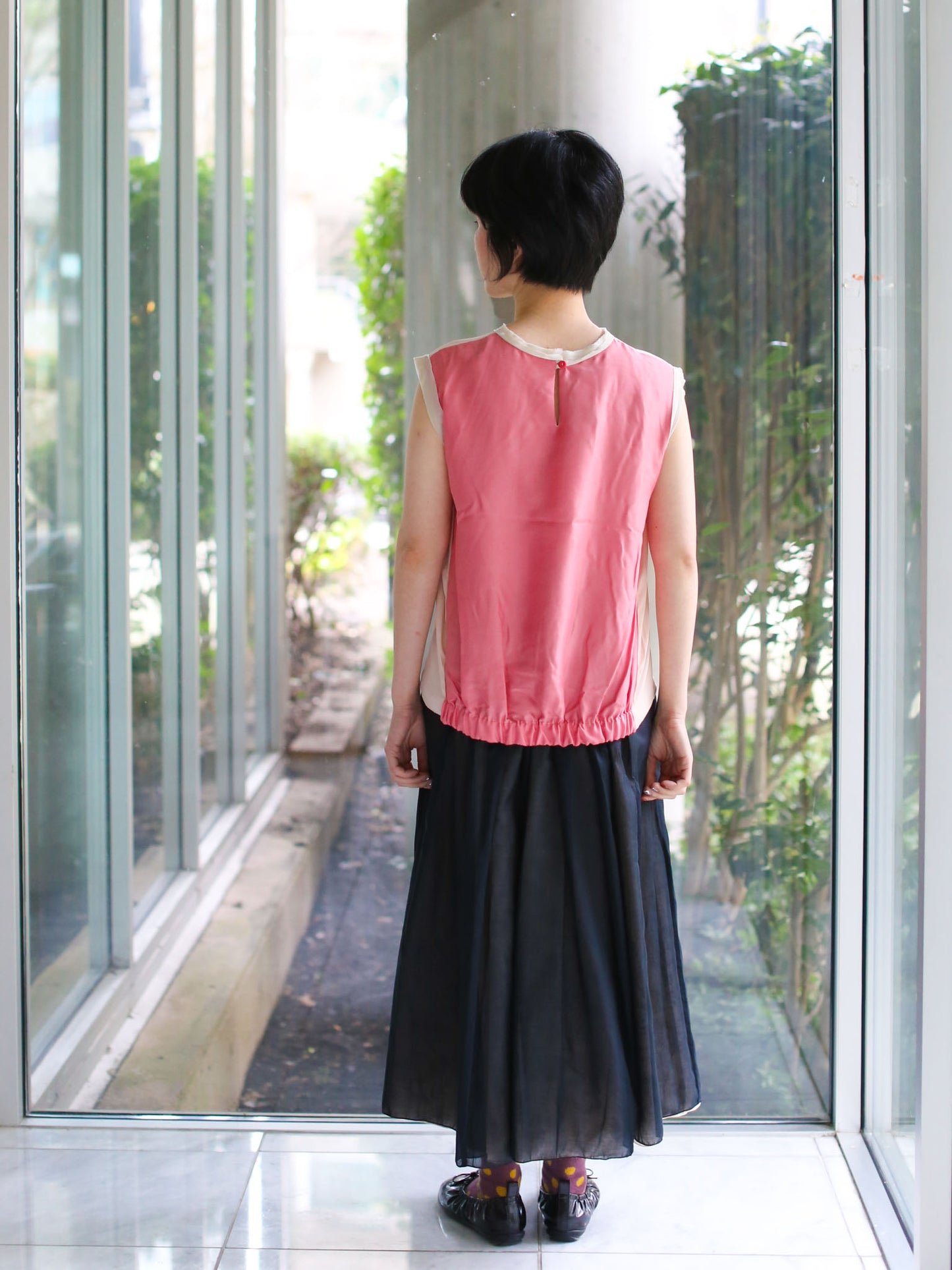 Francesca Marchisio Reversible Cotton Silk Top - Butter/Pink Coral