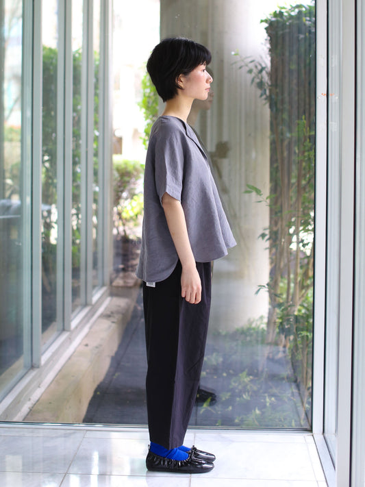 evam eva Linen Tucked Pullover - Dove Gray