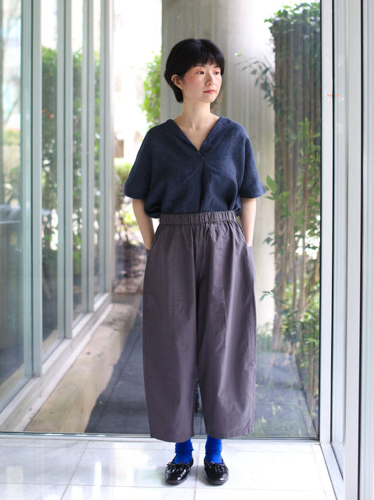 evam eva Cotton Cropped Pants - Blue Gray