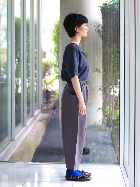 evam eva Cotton Cropped Pants - Blue Gray