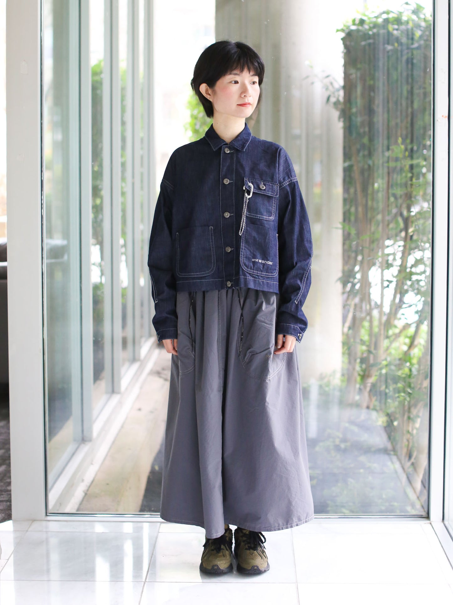 And Wander Dry Easy Denim Cropped Shirt