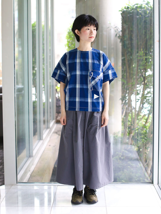 And Wander Indigo Checkered Pullover