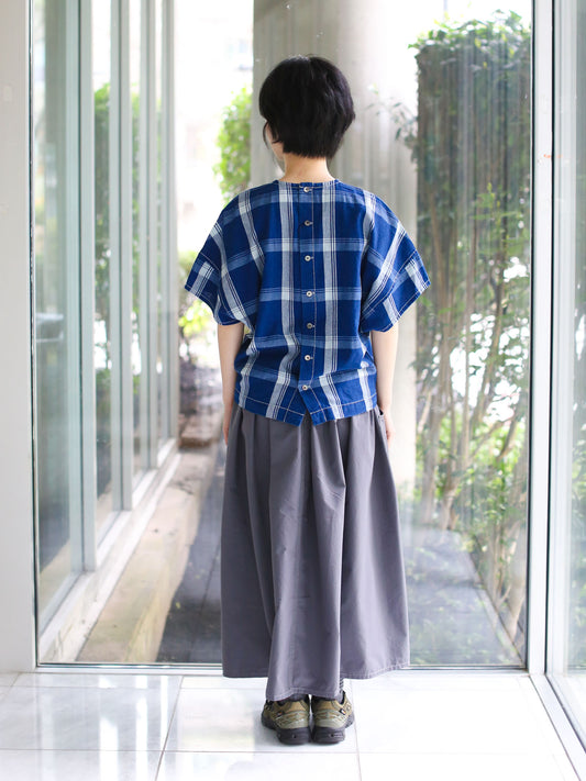And Wander Indigo Checkered Pullover