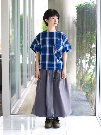And Wander Indigo Checkered Pullover