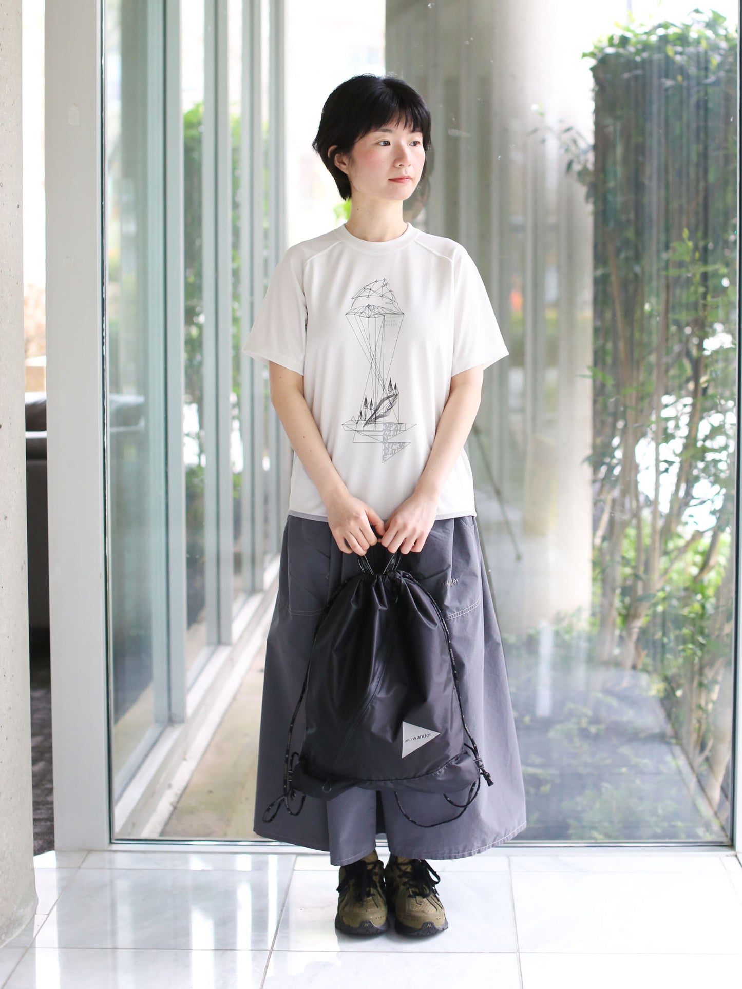 And Wander Crsip Rip Drawstring Bag - Black