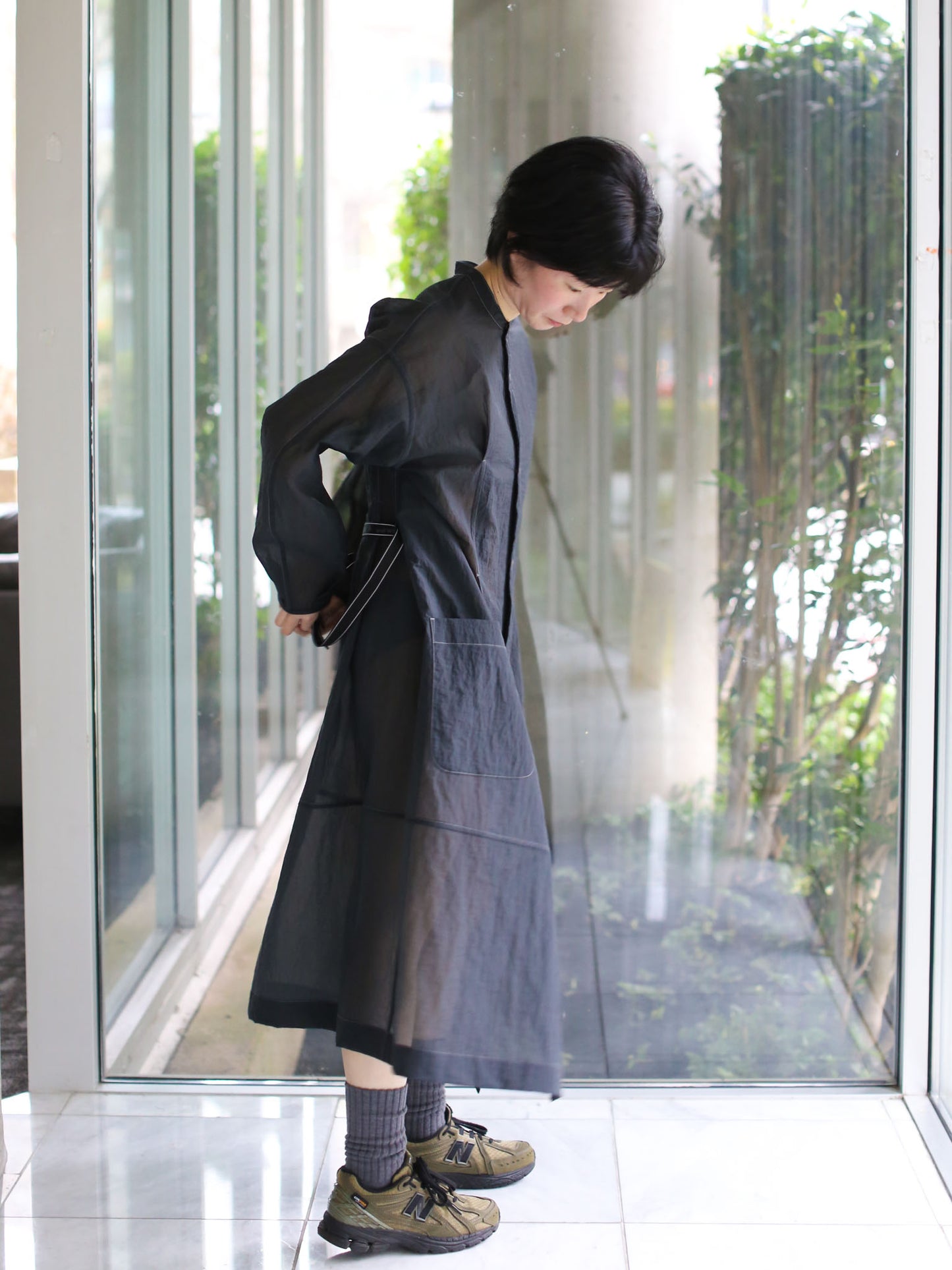 And Wander Sheer Ripstop Dress/Jacket - Charcoal