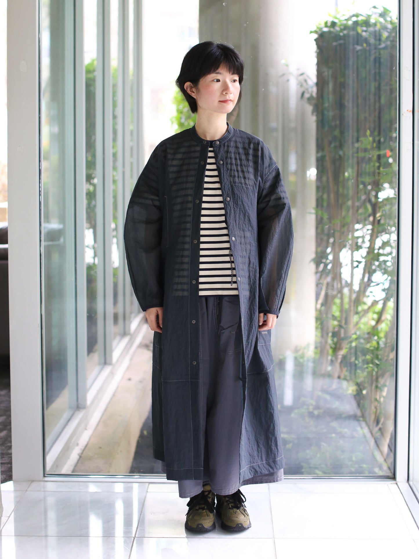 And Wander Sheer Ripstop Dress/Jacket - Charcoal