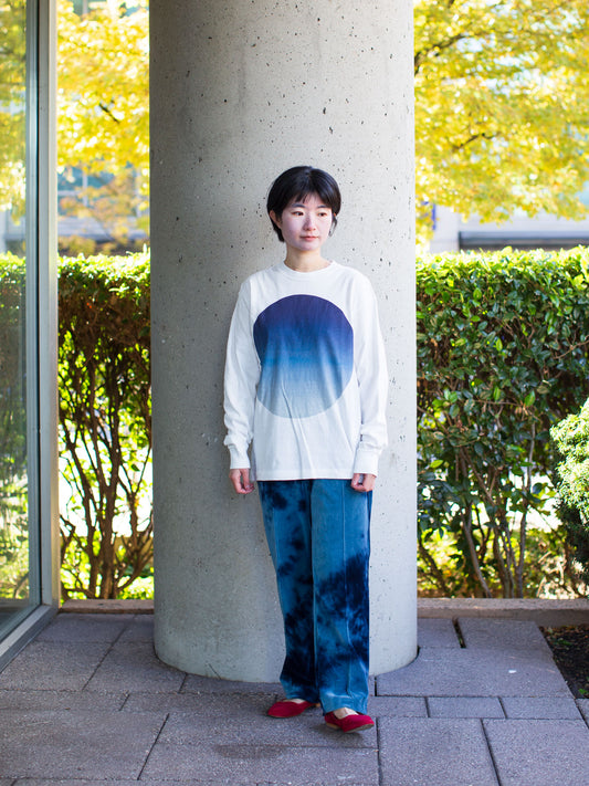 [40% off] Blue Blue Japan Unisex Knitted Gradation "Omaru" Slub Cotton T-shirt - Blue