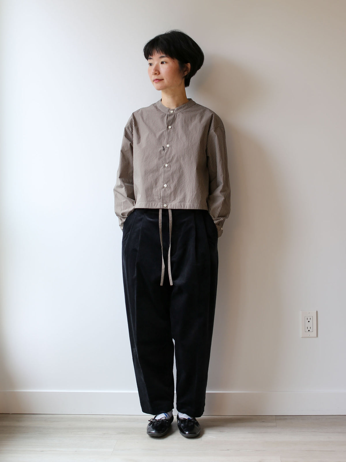 Nicholson & Nicholson Lucy Washed Cotton Blouse - Beige Check