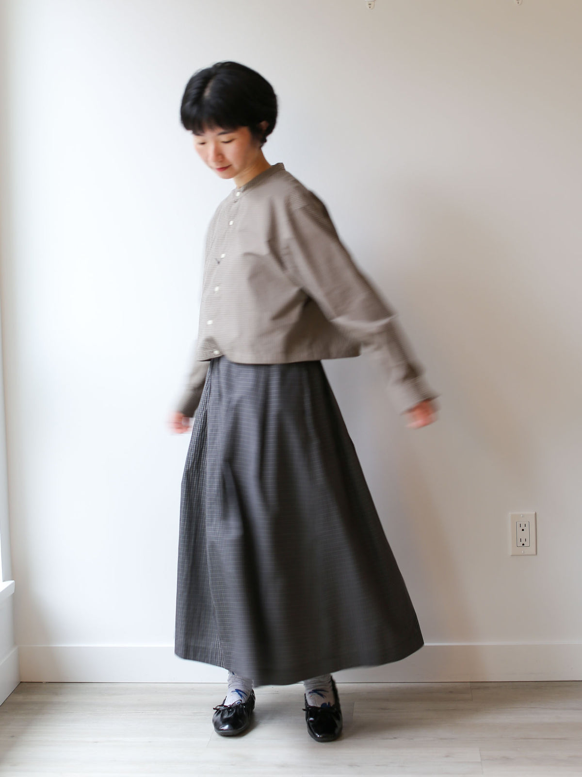 Nicholson & Nicholson Mira Washed Cotton Skirt - Black Check