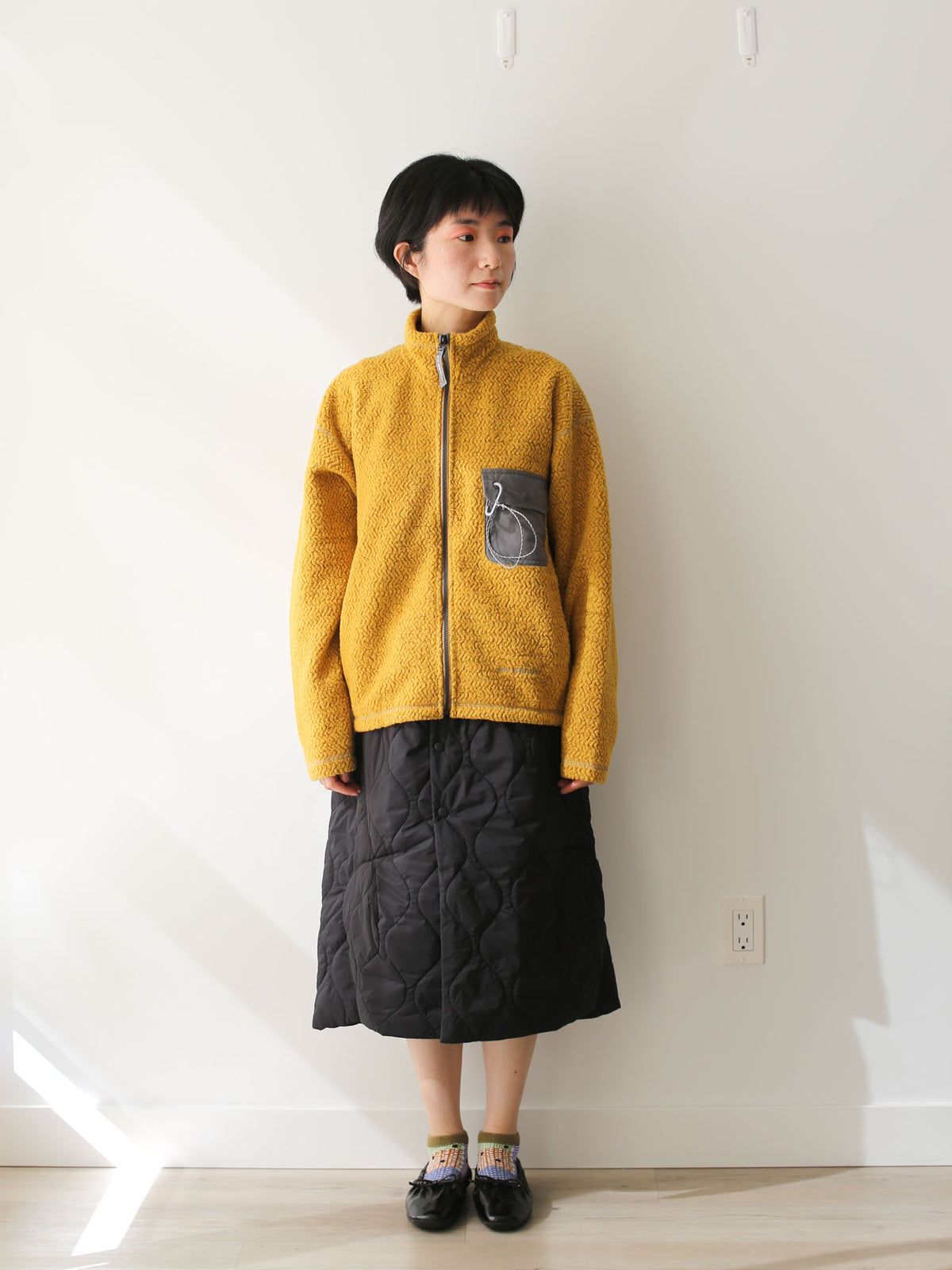 And Wander Women's Re Wool Stand Zip Cardigan - Yellow