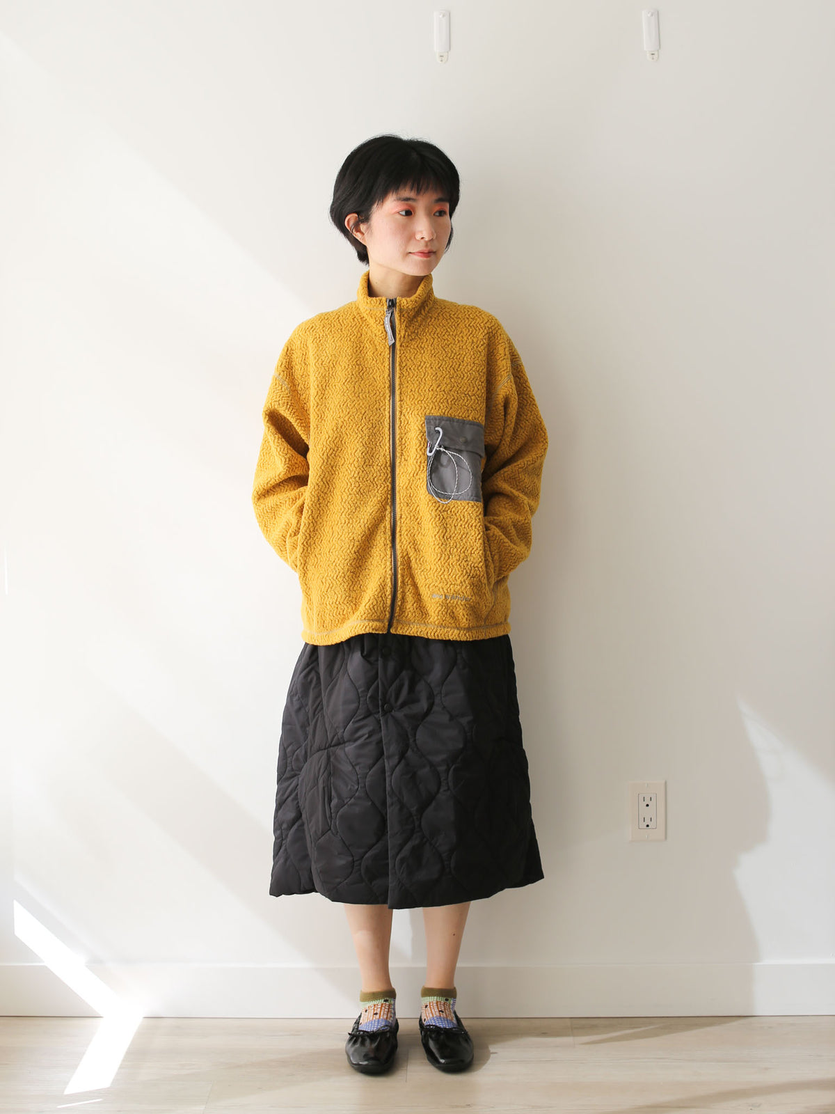 And Wander Women's Re Wool Stand Zip Cardigan - Yellow