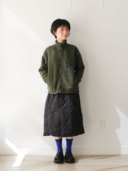 And Wander Women/Men's Re Wool Stand Zip Cardigan - Khaki