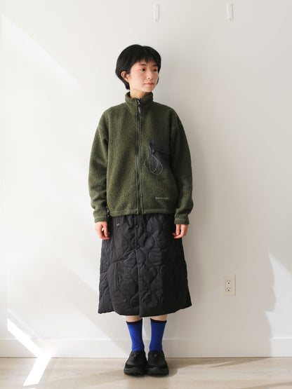 And Wander Women/Men's Re Wool Stand Zip Cardigan - Khaki