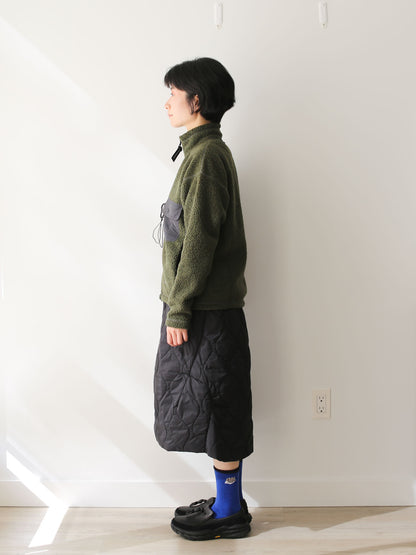 And Wander Women/Men's Re Wool Stand Zip Cardigan - Khaki