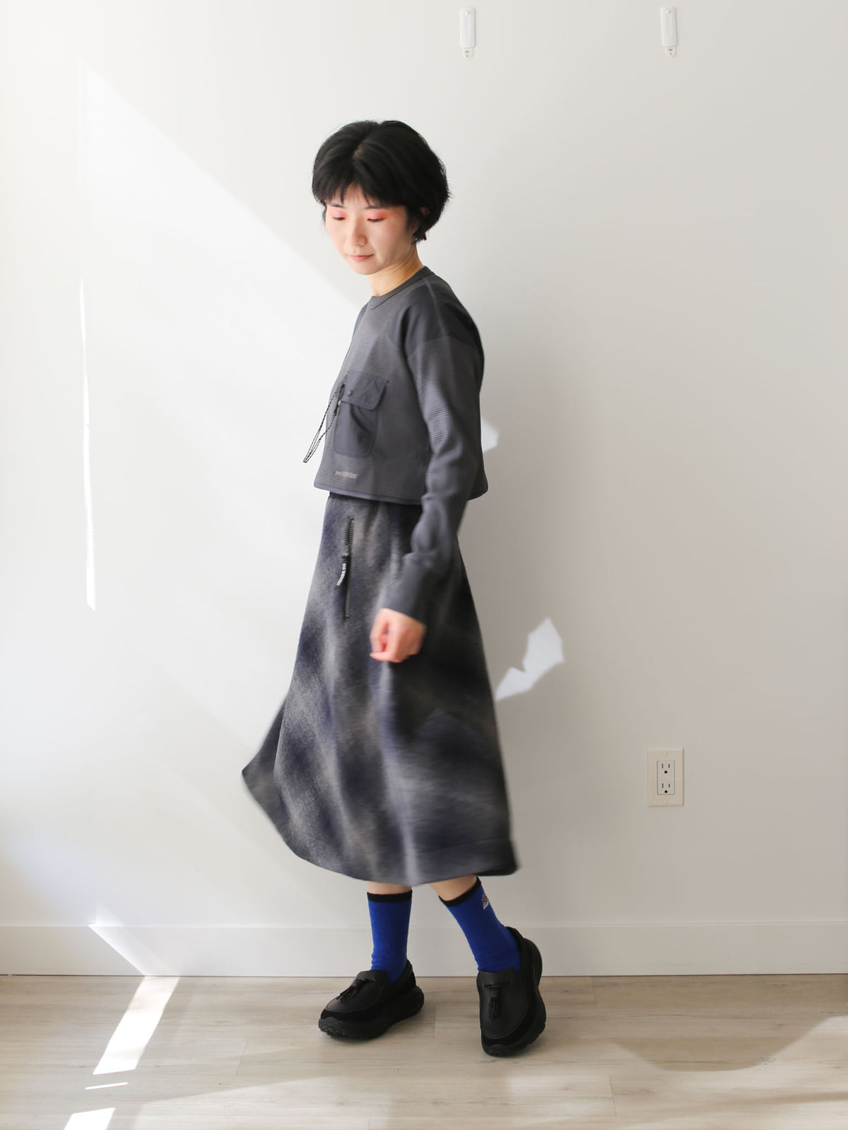 And Wander Women's Wool Shaggy Check Skirt