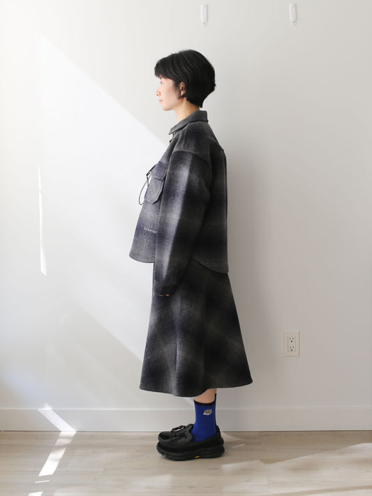 And Wander Women/Men's Wool Shaggy Check Zip Jacket