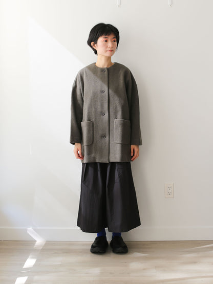 evam eva Pressed Wool Medium-length Coat - Moss Gray